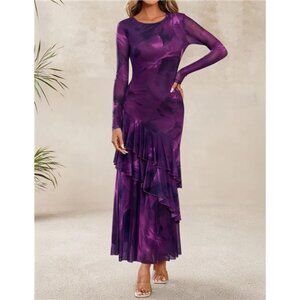 Women's Fall Floral Maxi Dress Purple